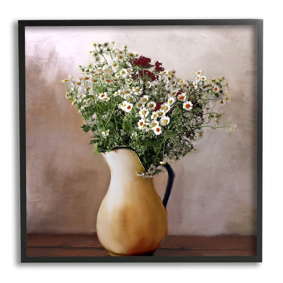 Mixed Daisy Bouquet Still Life Botanical & Floral Graphic Art Black Framed Art Print Wall Art