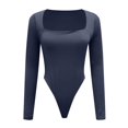 thumbnail image 4 of YDLCAFD New Square Neck Long Sleeve Sexy Double Layered Button Down Jumpsuit Solid Color Jumpsuit Base Layer M, 4 of 4