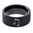 thumbnail image 2 of Tungsten Beam Note Music Band Ring 9mm Men Women Comfort Fit Black Flat Cut Brushed Polished, 2 of 4