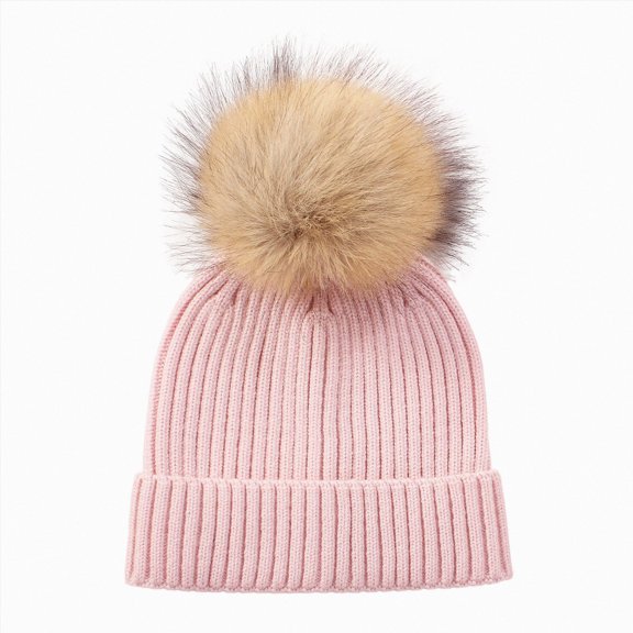 Boys Girls Beanies Winter Pullover Hat Children's Double Ear Hat Solid Color Cute Knitting Kids Knitted Beanie for Baby Boys,0-3 Years,A105-Pink