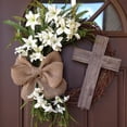thumbnail image 7 of Sruoe Easter Wreath with Cross Burlap Bow, Wreath for Front Door, 15"Spring Wreath, Family Women Gifts, Wreaths for Front Door for Home Wall Indoor Window Decor, 7 of 7
