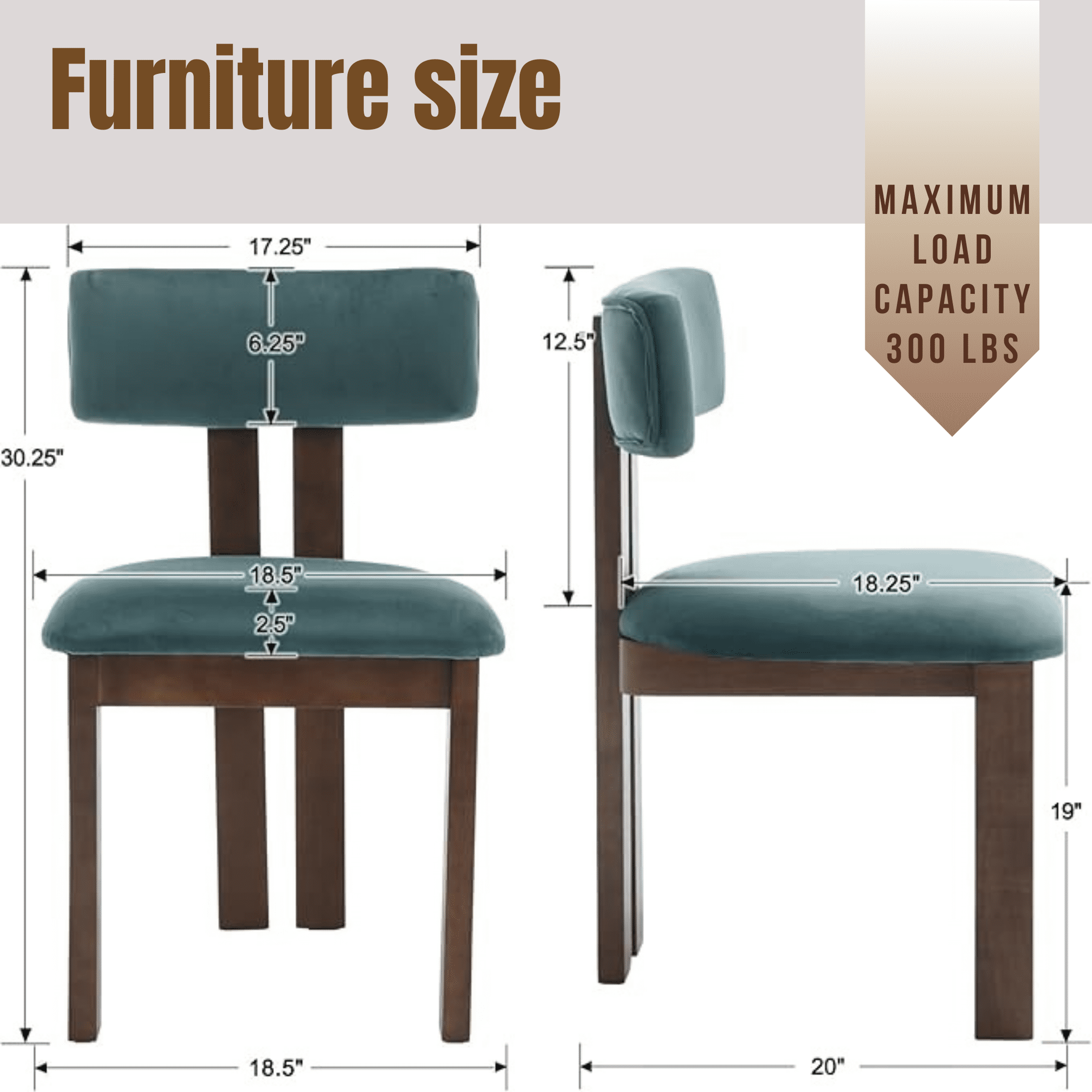 Guyou Wooden Dining Chairs Set of 2, Mid Century Modern Velvet Upholstered Dining Side Chairs, Farmhouse Kitchen Chairs with Curved Back for Kitchen Dining Room Living Room, Green