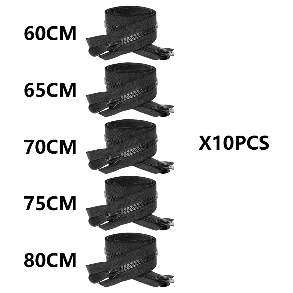 10 Pcs Zips Separable with Double Pull #10 Large Zippers Heavy Duty Separating Zippers for Clothes Jackets Coat