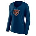 thumbnail image 2 of Women's Navy Chicago Bears Primary Team Logo Long Sleeve V-Neck T-Shirt, 2 of 3