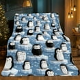 thumbnail image 5 of 1pc Penguins pattern Ultra Soft Lightweight Flannel Blanket-Cozy Warm Throw for Camping Travel, Holiday Gift for Loved Ones, All Seasons Use on Sofa Bed Office Living Room Congrats Grad Best Gift, 5 of 10