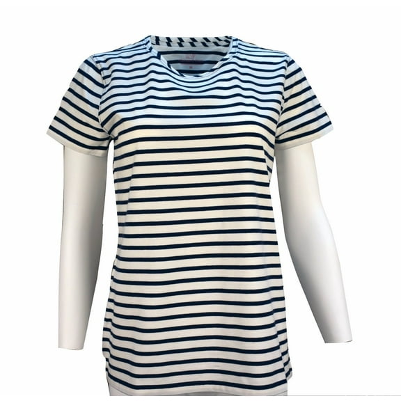 Vineyard Vines Women's Short Sleeve Stripe Open Neck Tee T-shirt $49.50 Nautical Navy (L) Large