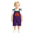 thumbnail image 3 of Shadoumai Halloween Jumpsuit Pumpkin Face Straps Romper For Kids, Comfortable Casual Jumpsuit For Girls Daily Play Outfit Jumpsuit, 3 of 8