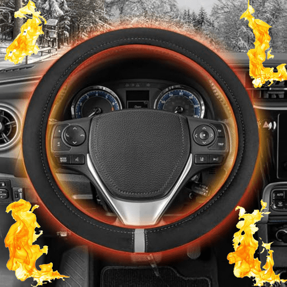 Heated Steering Wheel Cover - 2026 New Cord Steering Wheel Heater Suede Cover, USB Rechargeable Heated Steering Wheel Cover, Fits Wheels 14.5-15.5" , Hand Warming Steering Wheel Protector Fits Wheels