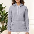 thumbnail image 2 of AGWOLF Sherpa Linen Hoodie for Women Casual Winter Warm Fleece Pullover Hooded Sweatshirts with Pockets Cozy Clothes Gray XXL, 2 of 5