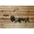 thumbnail image 3 of "Buffalo Walking" Painting Print on Natural Pine Wood, 3 of 5