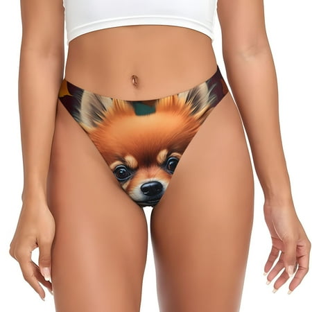 Sigee Colorful Leaf Chihuahua for Women s G-String Panty  Low Rise  Soft Lace Perfect for Everyday Wear or Special Occasions-XX-Large