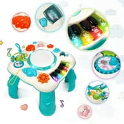 Musical Learning Table, HDJ Infant Toddler Activity Center Baby Toys for Boys and Girls, Musical Educational Learning Table for 6 to 36 Months Year Old, Green