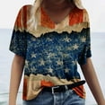 thumbnail image 2 of Xihbxyly Womens Plus Size Tops Summer Short Sleeve T-Shirt Casual Loose V Neck Tee Shirts July 4 Shirts for Women Independence Day Tops # Log Into My Account #3, 2 of 5