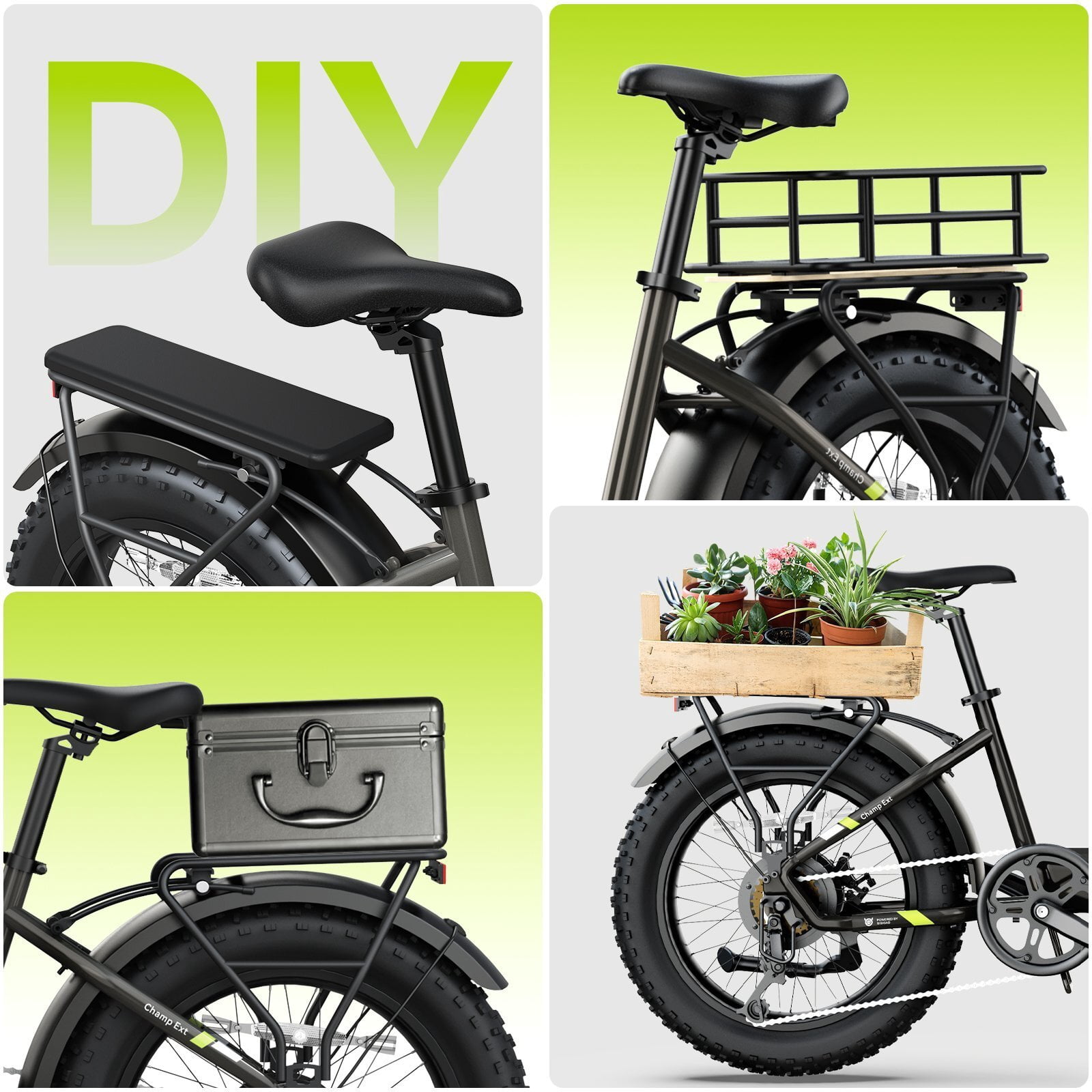 SISIGAD Electric Bike for Adults, 500W Peak 750W Battery Long Range, 20mph E Mountain Bike, 20"×4.0" Fat Tire Ebike, Electric Bicycle 48V/10.4AH UL2849