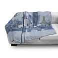 thumbnail image 3 of Seattle Skyline Soft Flannel Fleece Throw Blanket, Doodle Urban Setting in Washington Blue Toned Illustration, Cozy Plush for Indoor and Outdoor Use, 70" x 90", Azure Blue and Pale Blue, by Ambesonne, 3 of 6