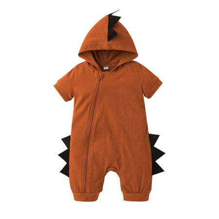 

Newborn Baby Boys Girls Cartoon Dinosaur Hoodie Short Sleeves Romper Onesies Jumpsuit Outfits 0-12M