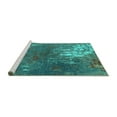 thumbnail image 2 of Ahgly Company Machine Washable Indoor Rectangle Oriental Turquoise Blue Industrial Area Rugs, 7' x 9', 2 of 4
