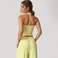 thumbnail image 5 of Women's Cropped Active Tank Top with Built-In Bra and Racerback Design - Small, Yellow, 5 of 6