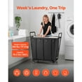 thumbnail image 2 of KFFKFF Laundry Cart, Rolling Grocery Utility Cart with Waterproof Liner & Swivel Wheels, 260 LBS Large Load Capacity, Heavy Duty Shopping Basket, Black, 2 of 9
