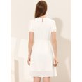 thumbnail image 4 of INSPIRE CHIC Robe en Chiffon à Manches Courtes Évasées avec Insert en Dentelle et Taille Élastique pour Femmes Blanc P, 4 of 5