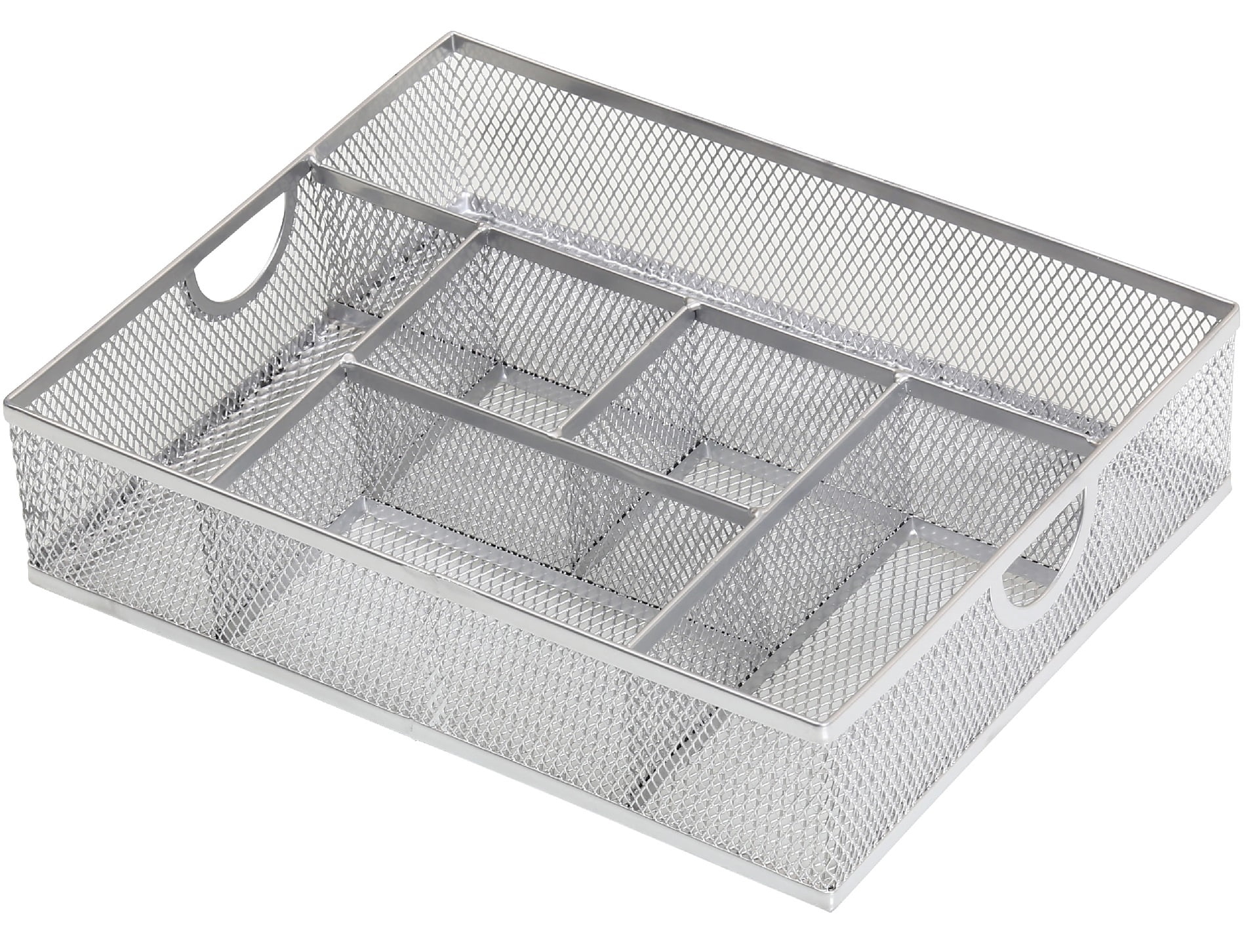 Ybm Home Office School Desk Drawer Storage Organizer Tray Compact Caddy 6 Compartments Metal Mesh Silver 2262vc