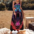 thumbnail image 2 of Tiger Animal Graffiti Design Sleeveless Dress Woman Fashion Long Dresses Women's Summer Suit Dress 2025, 2 of 7
