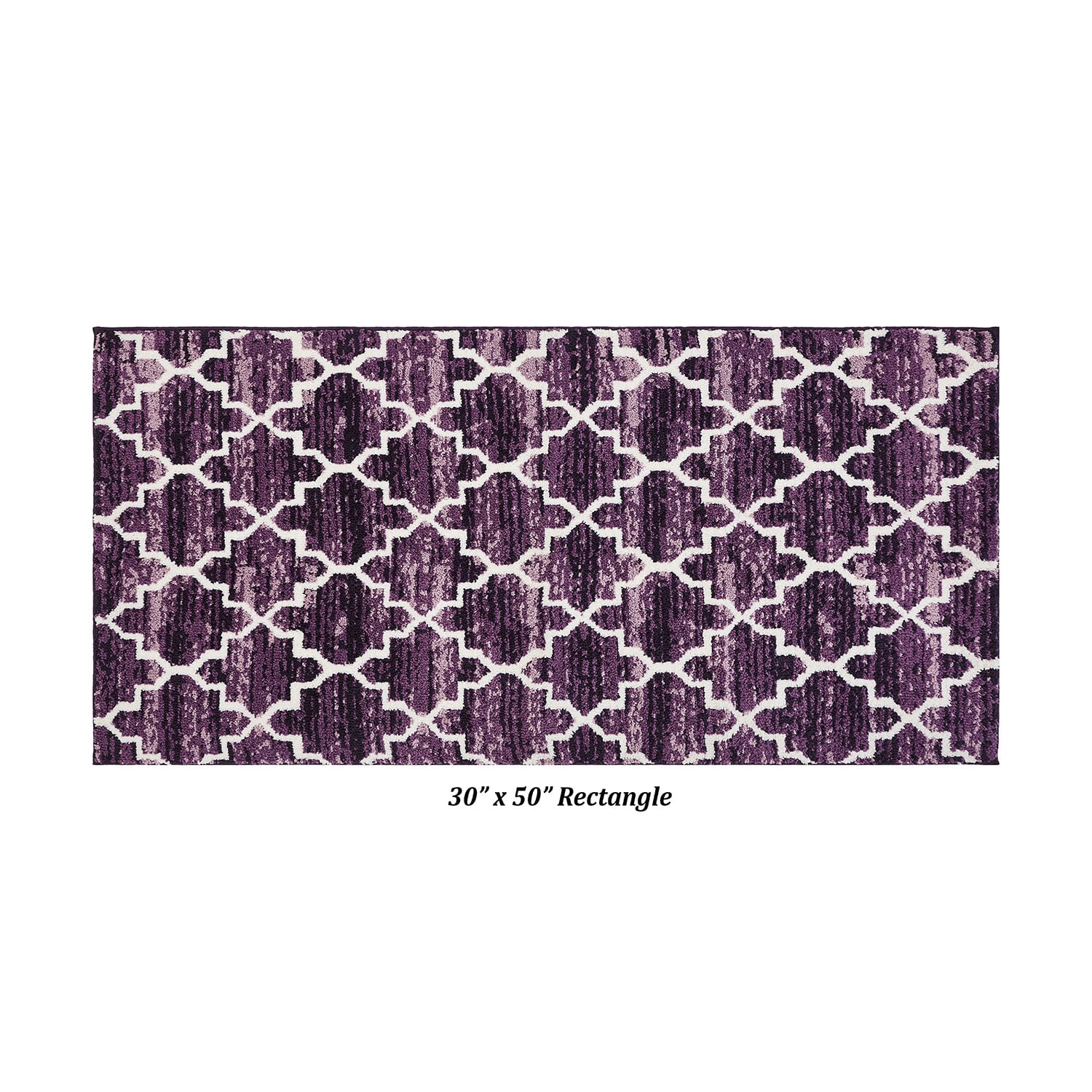 Better Trends 30" x 50" Rectangle Bathroom Rug, 100% Cotton, Soft, Water Absorbent, Non-Slip Bath Mat, Machine Washable, Rugs for Bathroom, Vanity, Shower, Tub – Savio Collection - Purple