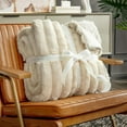 thumbnail image 2 of Cozy Bliss Faux Fur Plush Throw Blanket Soft Decorative Blanket for Couch, Sofa, and Bedroom,Beige,50"x60", 2 of 4