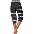 thumbnail image 5 of Scyoekwg Capris for Women Casual Summer Mid Waist Lightweight Capris Joggers Workout Athletic Yoga Pants Striped Print Ladies Capris Pants (Black,XXXL), 5 of 6