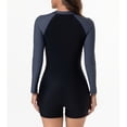 thumbnail image 6 of Juniors Modest Swimwear One-Piece Bathing Suit Long Sleeve Full Zipper Color Block Boyleg Bottom Swimsuits for Water Sports, 6 of 7
