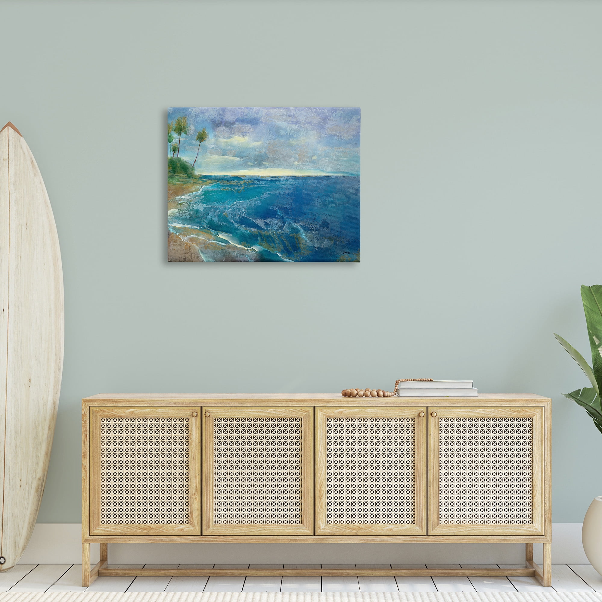 Stupell Industries Modern Pattern Tropics Landscape Painting Gallery Wrapped Canvas Art Print Wall Art, 40 x 30