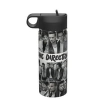 One Direction 18 Oz Insulated Sports Water Bottle, Stainless Steel Tumbler With Straw Cap For Travel Hiking