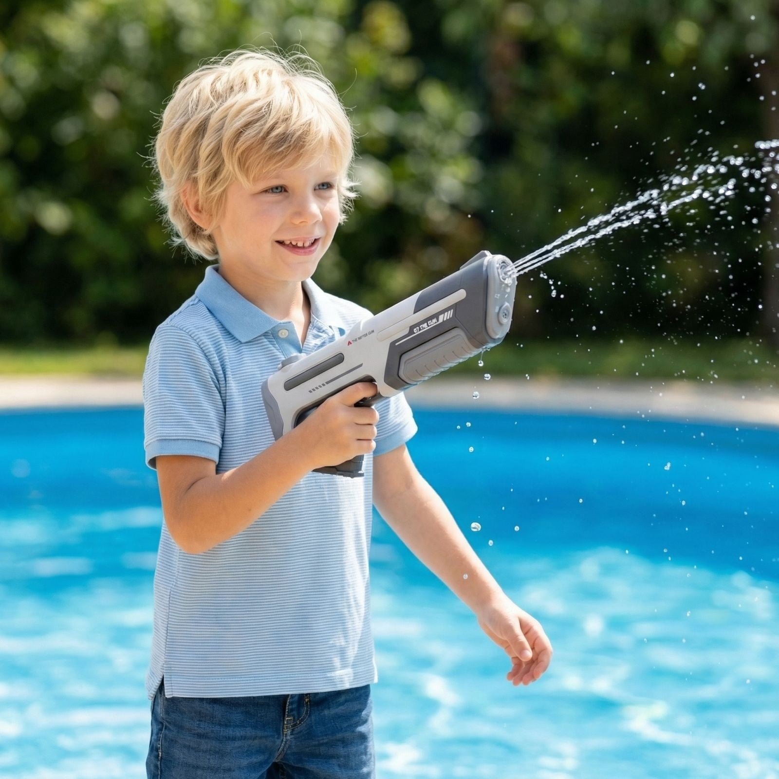Power Soaker Rapid Fire Electric Water Blaster, High Pressure Automatic Water Soaker, Futuristic Design Summer Outdoor Pool Water Battle Toy