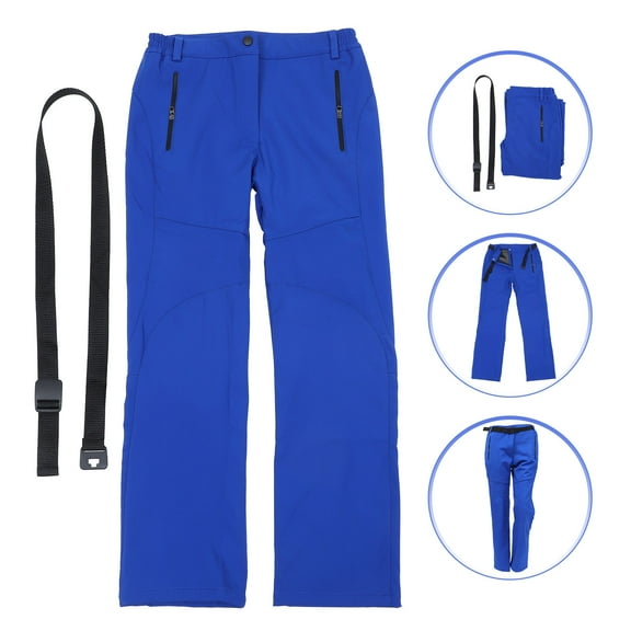 FENGGUIQU Polyester Pants Women's Snow Pants Blue 1Pack Thickened Winter Design Stretchy Waist