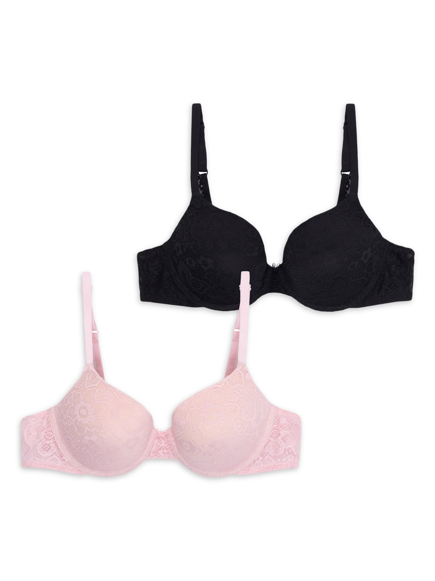 No Boundaries Juniors 2 Pack Lace Push Up Bra, Dominican Republic