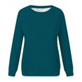 thumbnail image 2 of Pxiakgy Crewneck Sweatshirts Women Long Sleeve Crew Neck Sweatshirt Trendy Casual Pullover Tops Fall Winter Outfits 2025 Women's Casual Solid Color Round Neck Pocket Long Sleeve Top Sweatshirt Green L, 2 of 7