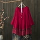 thumbnail image 1 of MKLEKYY Camisetas Blusa Vintage De Encaje De Tres Cuartos Con Cuello En V Para Mujer, Talla Grande Talla XXL, 1 of 3