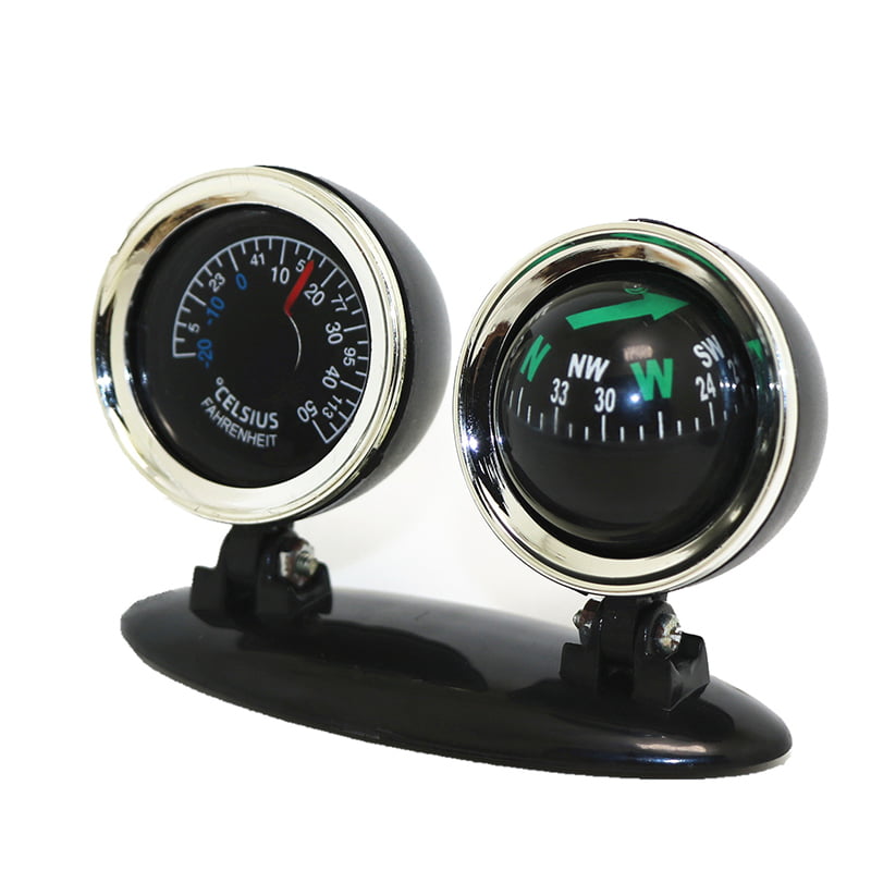 2 in 1 Guide Ball Car Compass Thermometer Car Ornaments Direction Dashboard W0 