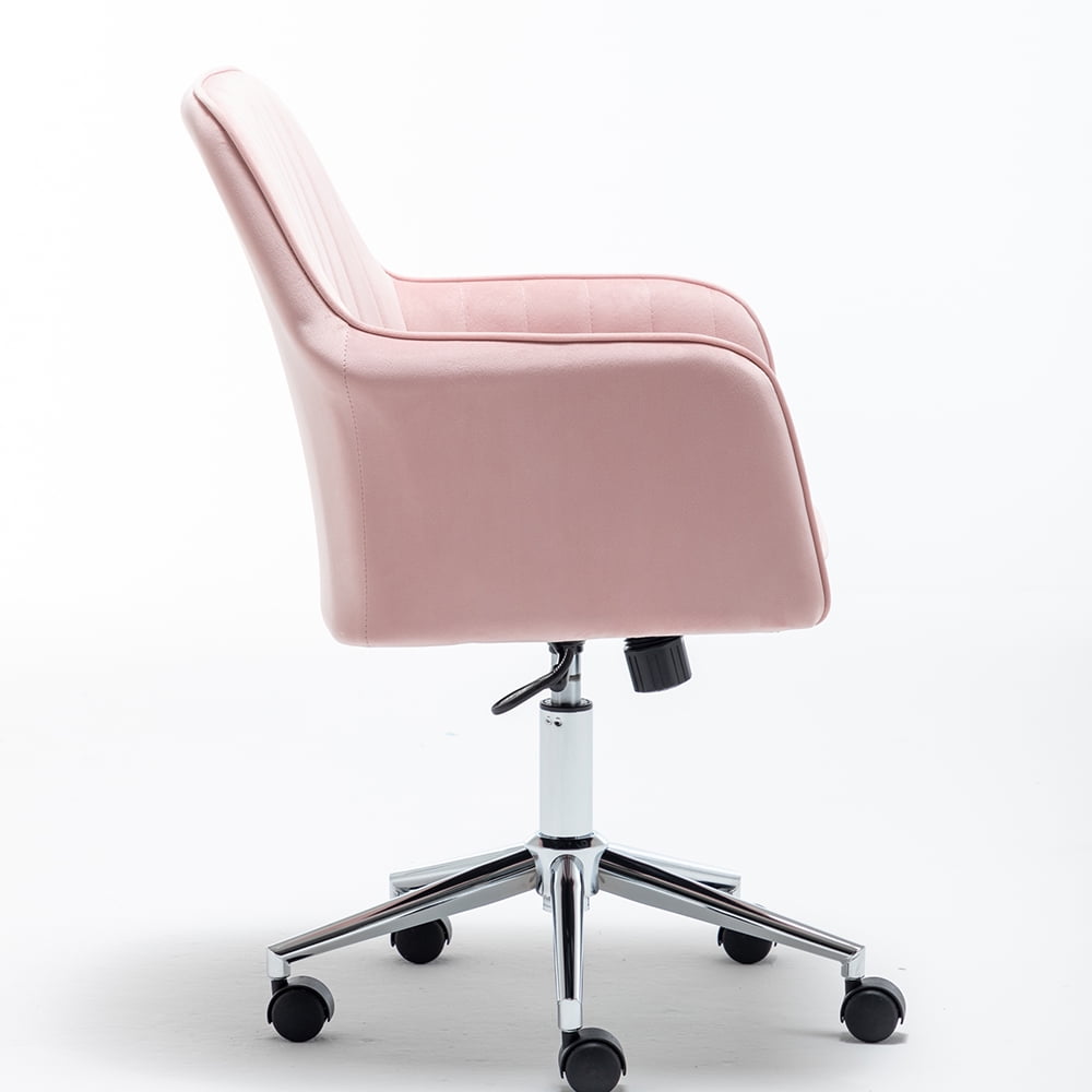 Kepooman Modern Adjustable Velvet Lounge Armchair, Living Room Study Office Swivel Chair with Backrest, Pink Kepooman Modern Adjustable Velvet Lounge Armchair, Living Room Study Office Swivel Chair with Backrest, Pink