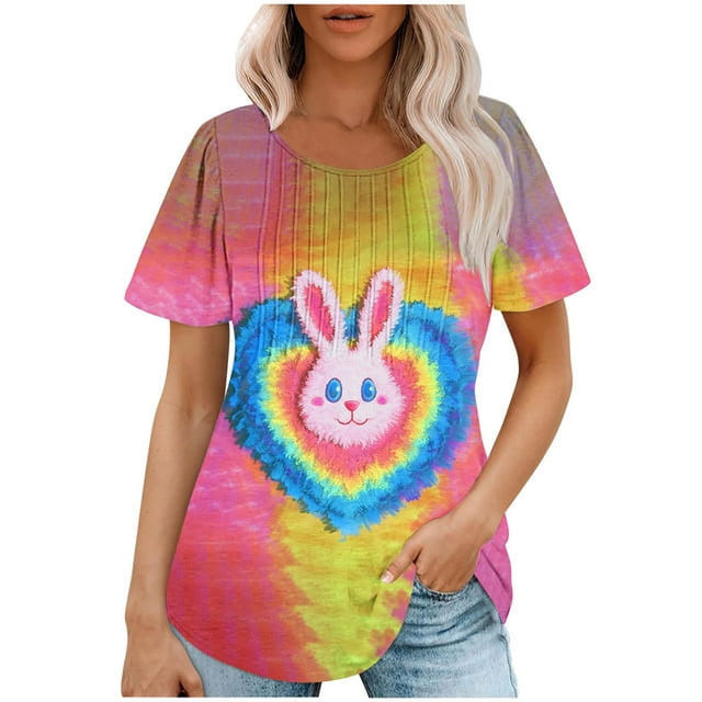 Pisexur Hauts pour Femmes, Blouses Habillées Décontractées pour Femmes, Hauts de Printemps pour Femmes, Haut Décontracté à Manches Courtes et Col Rond Ample Uni Multicolore, m