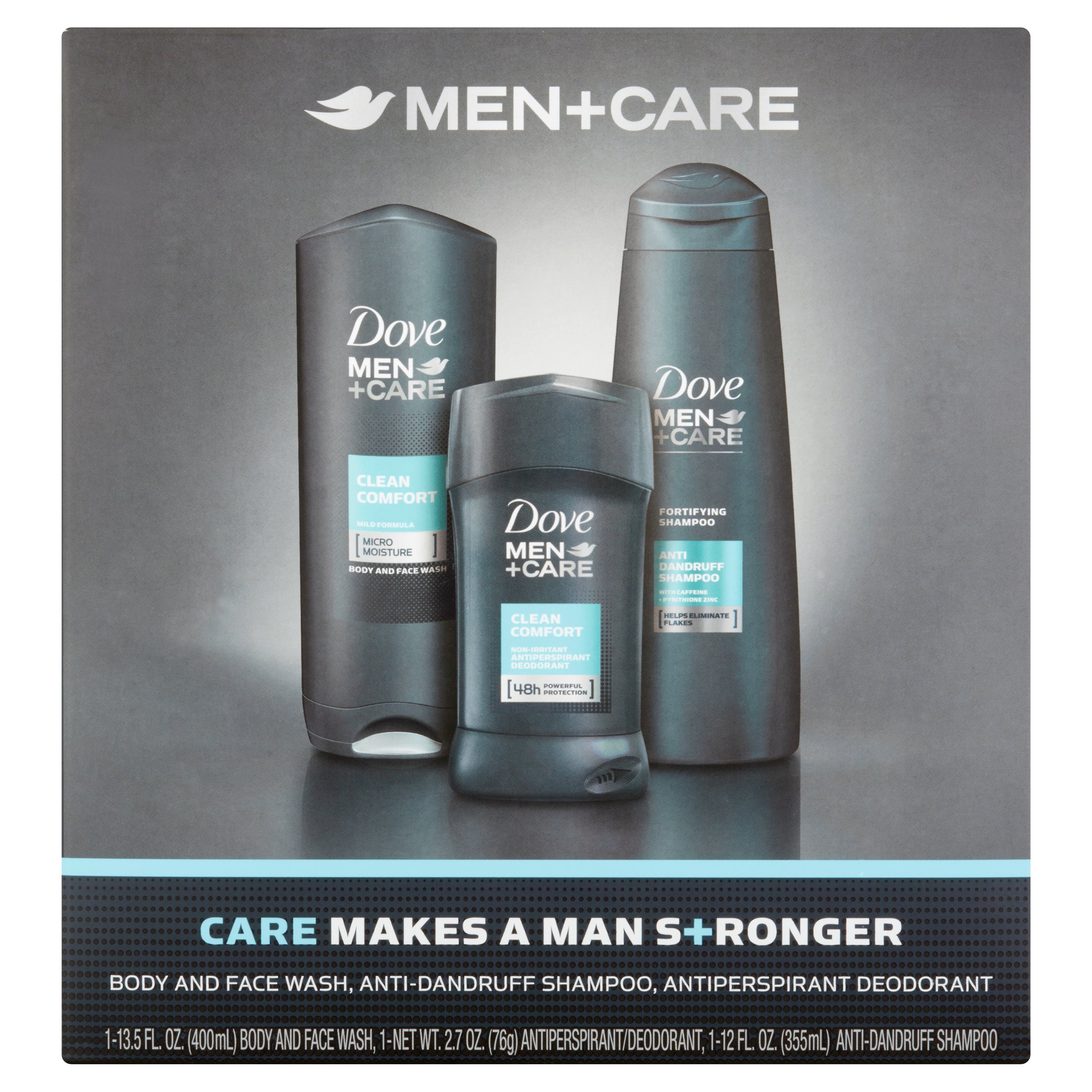 Dove Men+Care Body and Face Wash, AntiDandruff Shampoo, Antiperspirant Deodorant