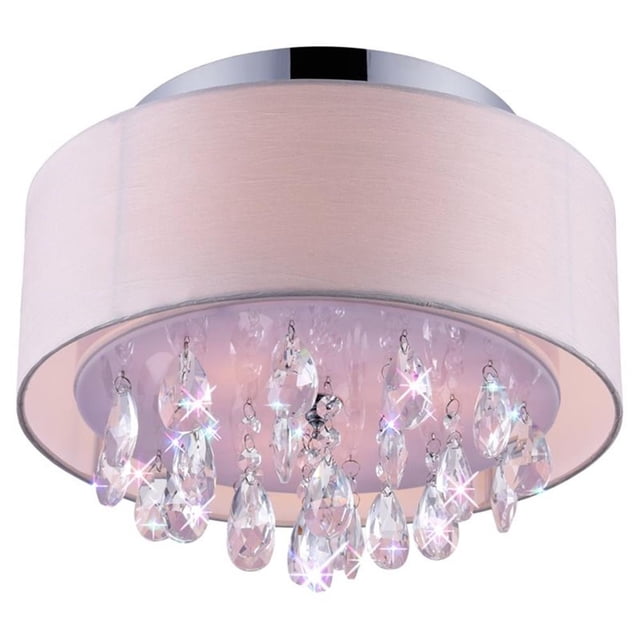 3 Light Drum Shade Flush Mount with Chrome finish