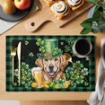 thumbnail image 2 of St Patricks Day Placemats Set of 8, Watercolor Dogs Green Shamrock Plaid Placemats for Dining Table, Place Mats for Kitchen Tabletop, Waterproof Wipeable Dining Table Mats Set, 2 of 9
