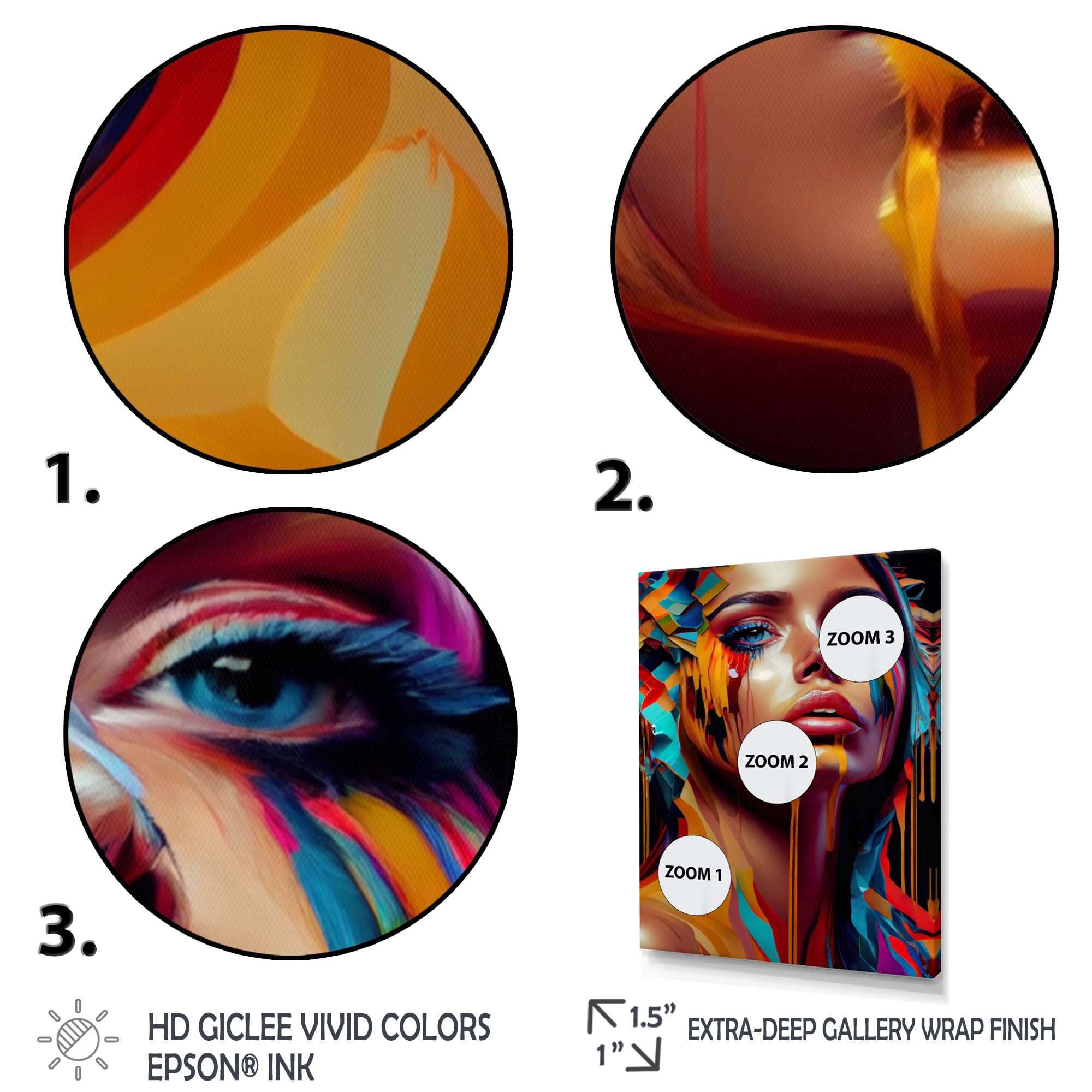 Designart Vibrant Creative Woman Portrait VII Canvas Wall Art