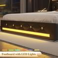 thumbnail image 5 of Queen Bed Frame with LED Lights, Charging Station, Upholstered Platform Bed with Storage Drawers, Diamond Headboard, Wood Slats, No Box Spring Needed, Black, 5 of 11