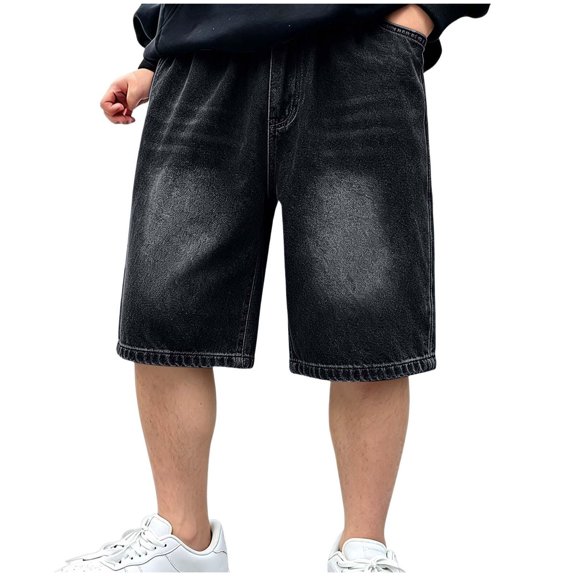 Mnyotv high waisted baggy shorts for boys casual Wide Leg Jean Shorts with pockets kids retro denim jorts