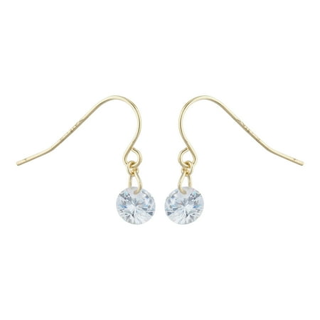 Faux Shell Earrings - Lux Accessories Gold Tone Solitaire Faux Rhinestone Dangle Fish Hook Earrings