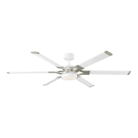 62 inch 6 Blade Ceiling Fan with Light Kit-Matte White with Brushed Steel Finish Bailey Street Home 96-Bel-4490054