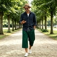 thumbnail image 6 of Men's Casual 3/4 Shorts Solid Athletic Running Shorts Elastic Waist Drawstring Workout Sweat Shorts Big Pockets XL, 6 of 7