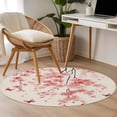 thumbnail image 4 of Pink Floral Blossom Round Area Rug 3.3 FT, Non Slip Small Entryway Kitchen Mat, Spring Pastoral Botanical Vintage Washable Soft Circular Rug Non-Shedding Door Mat for Bathroom Playroom Kids Room, 4 of 9